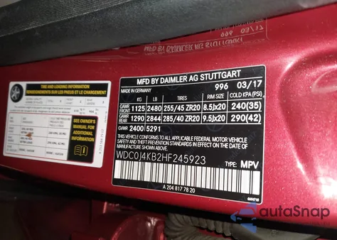 2017 Mercedes-Benz Glc 300 Coupe 4Matic z USA, uszkodzony, nr VIN WDC0J4KB2HF245923